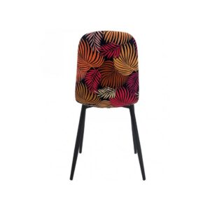 Silla HORUS NEW, metal, tapizado velvet amarillo con trasera floral a juego