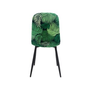 Silla HORUS NEW, metal, tapizado velvet verde con trasera floral a juego