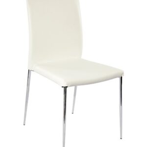 Silla INMA, apilable, metal, similpiel blanca