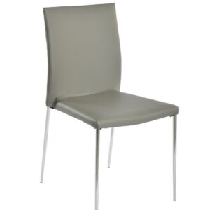 Silla INMA, apilable, metal, similpiel gris oscuro