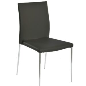 Silla INMA, apilable, metal, similpiel negra