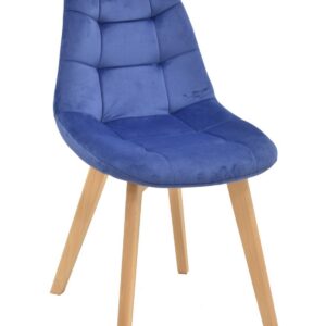 Silla LORENA, madera, tapizada velvet azul