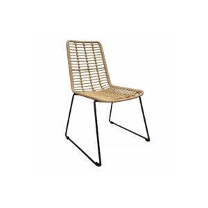 Silla LOTAK, metal, ratán beige