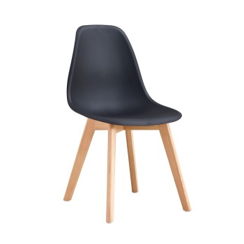 Silla MARAIS, madera, polipropileno negro