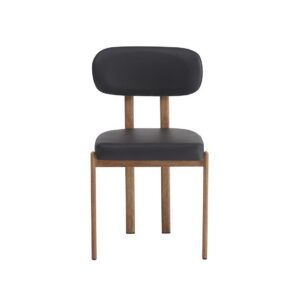 Silla MESINA, metal acabado de color madera, similpiel negra
