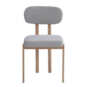 Silla MESINA, metal acabado de color madera, tejido bouclé gris 24