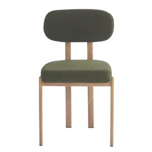 Silla MESINA, metal acabado de color madera, tejido bouclé verde oscuro 23