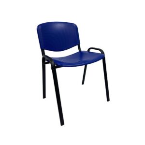 Silla NIZA, chasis negro y plástico azul