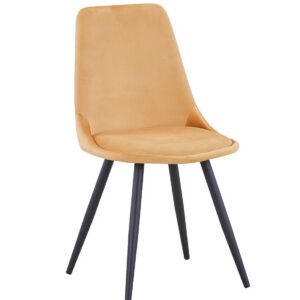 Silla OLD BLACK NEW, patas metálicas, terciopelo amarillo mostaza 42