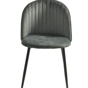 Silla PALM GREY, metal, tapizado velvet gris con trasera palm