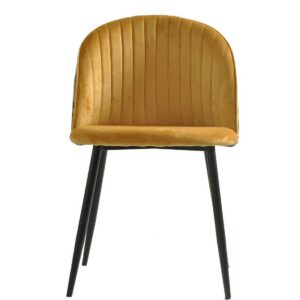 Silla PALM YELLOW, metal, tapizado velvet amarillo con trasera palm
