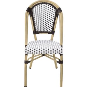 Silla PARIS, apilable, aluminio, ratán blanco y marrón