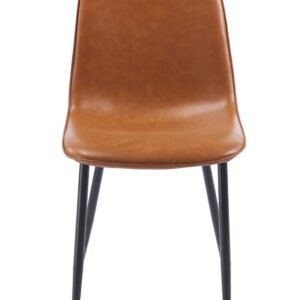 Silla PEÑAFIEL, metal, similpiel vintage marrón