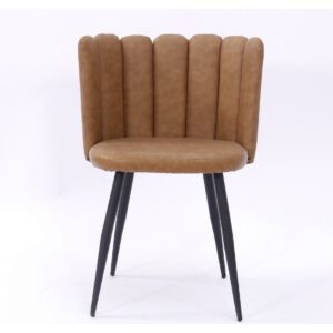 Silla RAMSÉS, metal, tapizado similpiel marrón claro