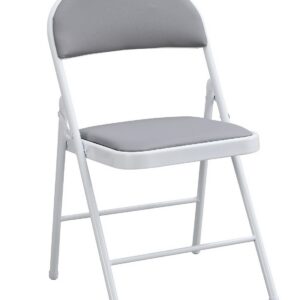 Silla SMART, plegable, metal, epoxi blanco, vinilo gris claro