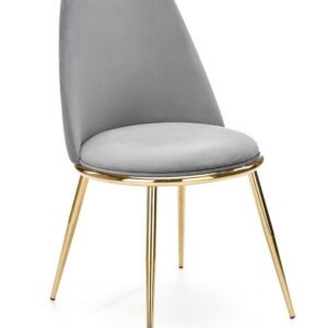 Silla TAVIRA, metal, cromado dorado, tapizado velvet gris
