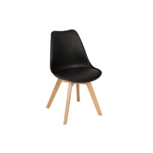 Silla TORRE 4P ( SU ), madera, polipropileno y cojín negro