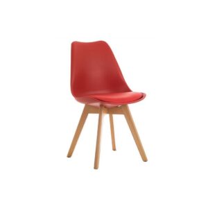 Silla TORRE 4P (SU), madera, polipropileno y cojín rojo
