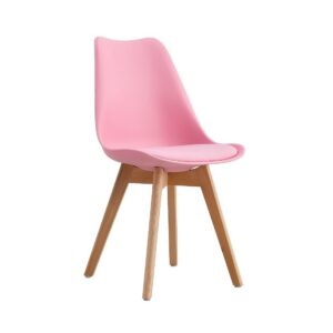 Silla TORRE 4P (SU), madera, polipropileno y cojín rosa
