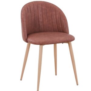 Silla VELVET NEW, patas metálicas, similpiel vintage cuero 3-2