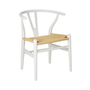 Silla WISH, madera de haya, blanca, fibra trenzada