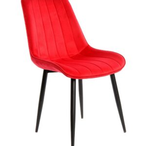 Silla YUCCA, metal negro, tapizado velvet rojo