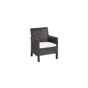 Sillón ADRIATICO, polipropileno marrón chocolate, cojín beige