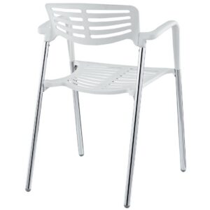 Sillón ALBENIZ, cromado, polipropileno blanco