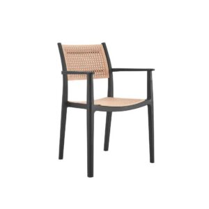 Sillón ALVOR 97, apilable, polipropileno negro y beige