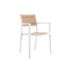Sillón ALVOR, apilable, polipropileno blanco y beige