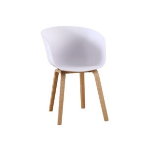Sillón AWAK, madera curvada, polipropileno blanco