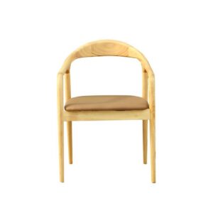 Sillón BALCANES, madera de haya, natural, similpiel marrón