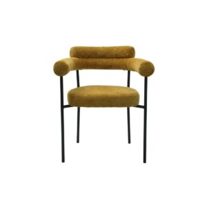 Sillón CERVANTES, metal, tapizado tejido bouclé amarillo