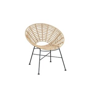 Sillón CIDORA, metal, ratán beige
