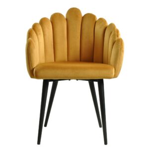 Sillón DEVIN, metal, tapizado velvet amarillo