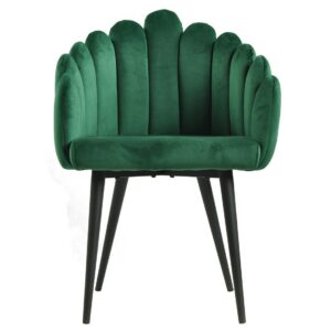Sillón DEVIN, metal, tapizado velvet verde oscuro