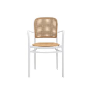 Sillón FUNCHAL 97, apilable, polipropileno blanco y beige