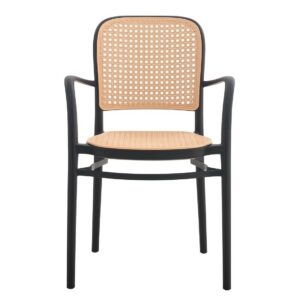Sillón FUNCHAL 97, apilable, polipropileno negro y beige