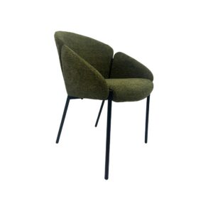 Sillón GIORGIO, metal, tapizado chenilla verde bosque