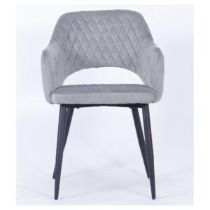 Sillón HONORIO, metal, tapizado velvet 19 gris