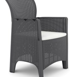 Sillón ILEÓN, polipropileno antracita, cojín beige