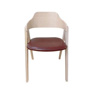 Sillón JARSY, madera de hevea, natural, similpiel marrón