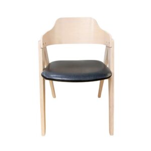 Sillón JARSY, madera de hevea, natural, similpiel negra
