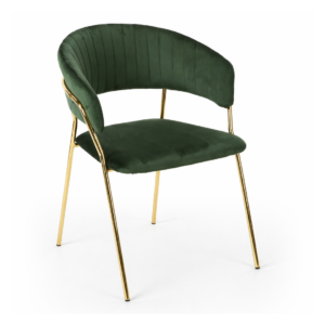 Sillón KEFRÉN NEW, metal dorado, tapizado velvet verde oscuro