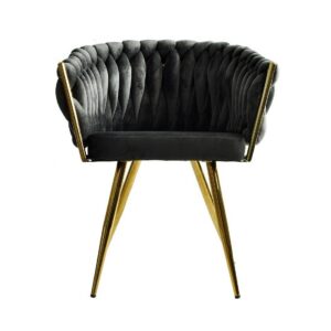 Sillón KING, metal dorado, tapizado velvet gris oscuro