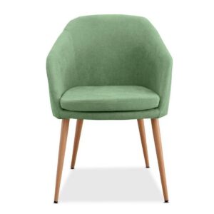 Sillón LART, metal, tapizado tejido linen verde claro