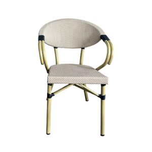 Sillón NERJA, apilable, aluminio, mesh beige y marrón