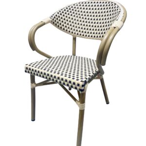 Sillón NERJA, apilable, aluminio, ratán beige y marrón