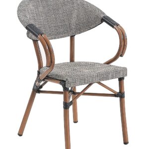 Sillón NERJA, apilable, aluminio, teslin gris bronce