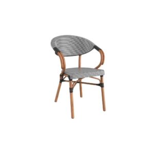 Sillón NERJA, apilable, aluminio, teslin gris negro